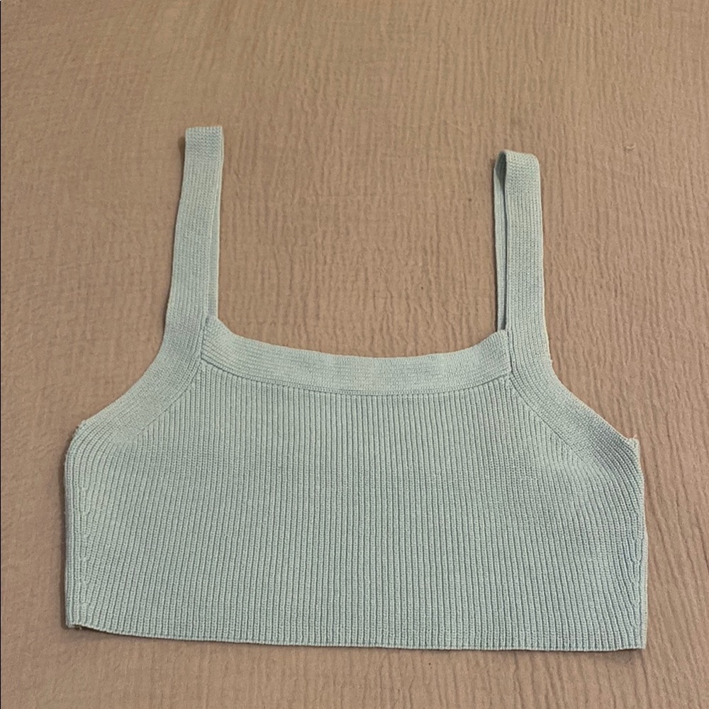 Wilfred Aritzia Women's Ribbed Knit Tank Top - Light Blue. Size M - Picture 1 of 6